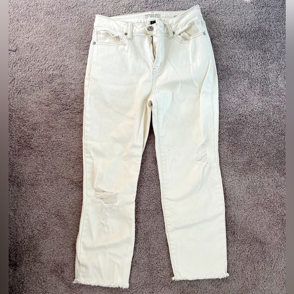 White distressed high-rise denim jeans - size 29